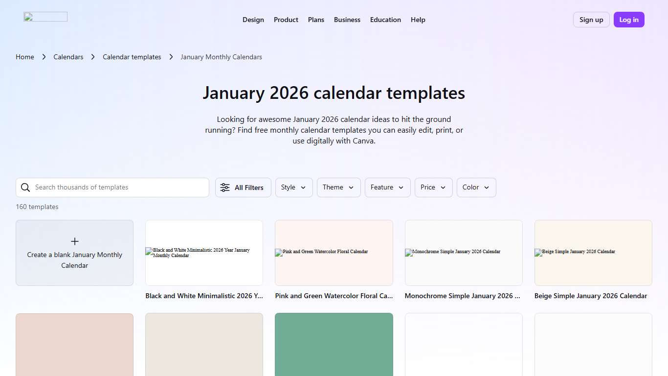 Free and editable January 2026 calendar templates Canva